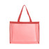A transparent mesh tote bag with a red frame and straps. The bag features an open design without visible contents.