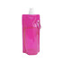 A pink 480ml collapsible pouch drink bottle with a spray nozzle and a small attachment loop.