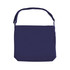 A navy canvas tote bag with a long strap and a simple design. It features a logo on the front.