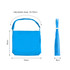 A bright blue canvas tote bag with a long adjustable strap, dimensions 34cm x 34cm x 8cm.