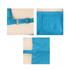 A turquoise canvas tote bag featuring a long strap and a pocket on one side. It has a metal adjustable buckle.