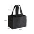 A felt wine tote bag in dark grey with two handles and multiple compartments. Features measurements on the side.