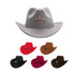 A Classic Felt Fedora Cowboy Hat in grey, with options in black, red, brown, and maroon. Features a logo.