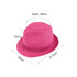 A pink straw hat with a wide brim and a band, measuring 58 cm in circumference and 12 cm in height.