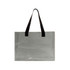 A clear PVC tote bag with black handles, showcasing a simple, minimalist design.