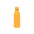 A drink bottle in a vibrant orange finish, featuring a sleek design and a logo on the surface.