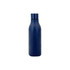 A drink bottle in navy blue, featuring a sleek, thermal design and a logo on the body.