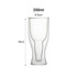 A drink bottle with a double wall design, made of clear glass, holding 350ml and measuring 18cm in height.