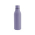 A drink bottle in lavender, featuring a sleek thermal rubber coating and a logo on the side.