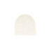 A white beanie with a simple design, featuring a soft texture and no visible branding.