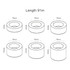 A diagram of six rolls of transparent packaging tape, each with different widths, all measuring 91m in length.
