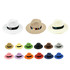 A variety of Panama Beach Sun Hats in colours including white, beige, green, pink, and orange, featuring different bands and styles.