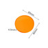 An orange custom tinted acrylic coaster, round, measuring 80mm in diameter and 4.5mm in thickness.