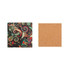 A square ceramic coaster with a vibrant, multi-coloured floral design on one side and a plain cork surface on the other.