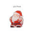 Acrylic Santa clip featuring vibrant red and white colours, smiling with a sack over his shoulder. Includes a logo.