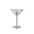 A stainless steel martini goblet with a polished silver finish and a sleek, tapered design.