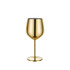 A gold stainless steel wine goblet with a sleek, modern design and a smooth, reflective finish.