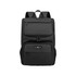 A black business laptop backpack featuring multiple compartments and a side mesh pocket. It has a logo on the front.