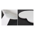 A heart-shaped handheld mirror with a white handle, featuring a smooth reflective surface.