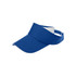 A blue sandwich sun visor with a wide brim and adjustable strap, featuring a logo on the front.