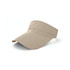 A beige breathable sun visor featuring a perforated design and a wide brim. It has a logo on one side.