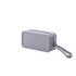 A grey silicone square cosmetic bag with a zip closure and a wrist strap. It features a simple, sleek design.