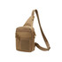 A tactical sling bag in tan colour featuring multiple zippered compartments and an adjustable strap, with a logo on the front.