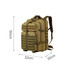A tan tactical backpack with multiple compartments, straps, and a logo on the front, measuring 50cm in height.