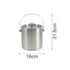 A stainless steel ice bucket with a lid and handle, measuring 16cm in diameter and 21.5cm in height.
