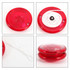 A red yoyo with a white string, featuring a circular design and a central hub, showcasing its glossy exterior.