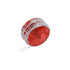 A red yoyo with a transparent casing, featuring an internal light mechanism. It has a string attached for use.
