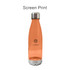 A drink bottle in translucent orange, made from BPA-free Tritan, with a stainless steel lid and a logo.