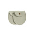 A set of two oval-shaped, light grey PU leather jewelry pouches with a gold-tone snap closure.