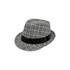 A breathable woven straw hat in a black and white checkered pattern, featuring a black band around the base.