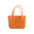An orange EVA beach bag with perforated sides and two handles. It features a simple, modern design.
