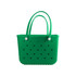 A green EVA beach bag with perforated design and two sturdy handles. It features a simple, modern shape.