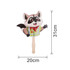 A custom-shaped paper hand fan featuring a cartoon raccoon in a safety vest, with a wooden handle.