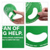 A green custom shape fan without handles, designed in a curved form. It includes a logo and text elements.