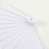 A fabric hand-held fan in white, featuring a simple design with ribbed detailing and a decorative hinge.