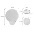 A foldable fan in white, measuring 20cm when extended, compact for easy storage. Includes a small pouch.