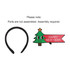 A glossy coated top headband in black with an unassembled festive decoration featuring a Christmas tree and a "Happy New Year" banner.