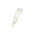 A metallic hair clip in a shiny light colour, featuring a smooth circular end. The clip has a simple design and branding.