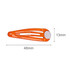 An orange hair clip with a central white round feature, measuring 48mm in length and 13mm in width.