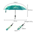 A teal and mint green 21'' automatic compact folding umbrella with a matching storage sleeve and a logo.