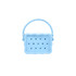A light blue silicone bag with a textured surface and holes, featuring a braided handle.