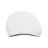 A premium silicone swimming cap in white, featuring a textured surface with water droplet patterns. It has a logo.