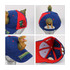 A blue and red cap featuring a 3D dinosaur design on the brim and a playful dinosaur mounted on the front.