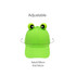 A bright green baseball hat with adjustable sizing and frog-shaped ears on the top. Features a logo.