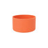 An orange silicone boot for a tumbler, featuring a smooth surface and a round shape. It has a simple design with no branding visible.