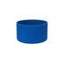 A blue silicone boot designed for tumblers, featuring a smooth, matte finish and a round shape.